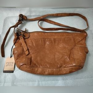 NWT FRYE & CO. Crossbody Bag Cognac Washed Leather Convertible Strap Purse